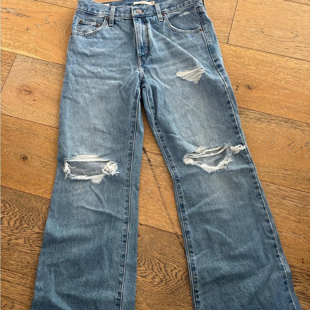 Levi's Blue Straight Leg Distressed Jeans